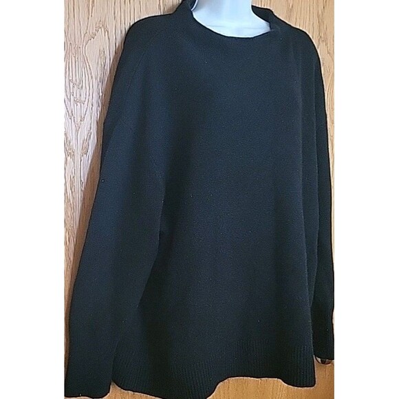LANDS END Plus Size 2X Cashmere Sweater Black Solid Long Sleeve Capsule - Picture 3 of 10